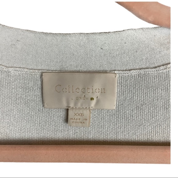 J. Crew Collection cardigan long silver XXS pocket front pockets double sparkly - Picture 4 of 6